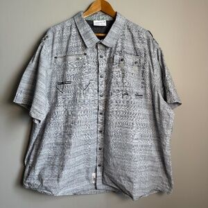 Projek Raw 0038-2002 Men's Short Sleeve Button Up Cotton Shirt Gray Size 4X‎
